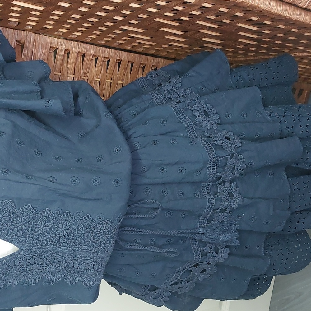Chelsea & Violet Navy Blue Eyelet Dress Large - Picture 4 of 10